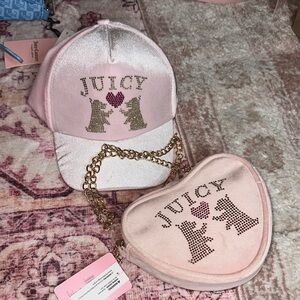 Juicy Couture Pink Kids Cap and Heart Bag Set